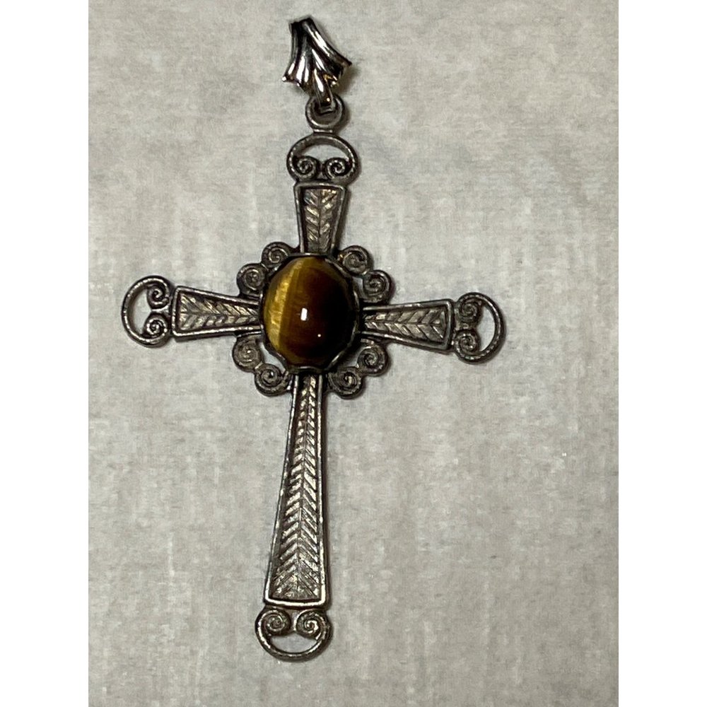 Christian Cross Pendant for Necklace with Center Stone